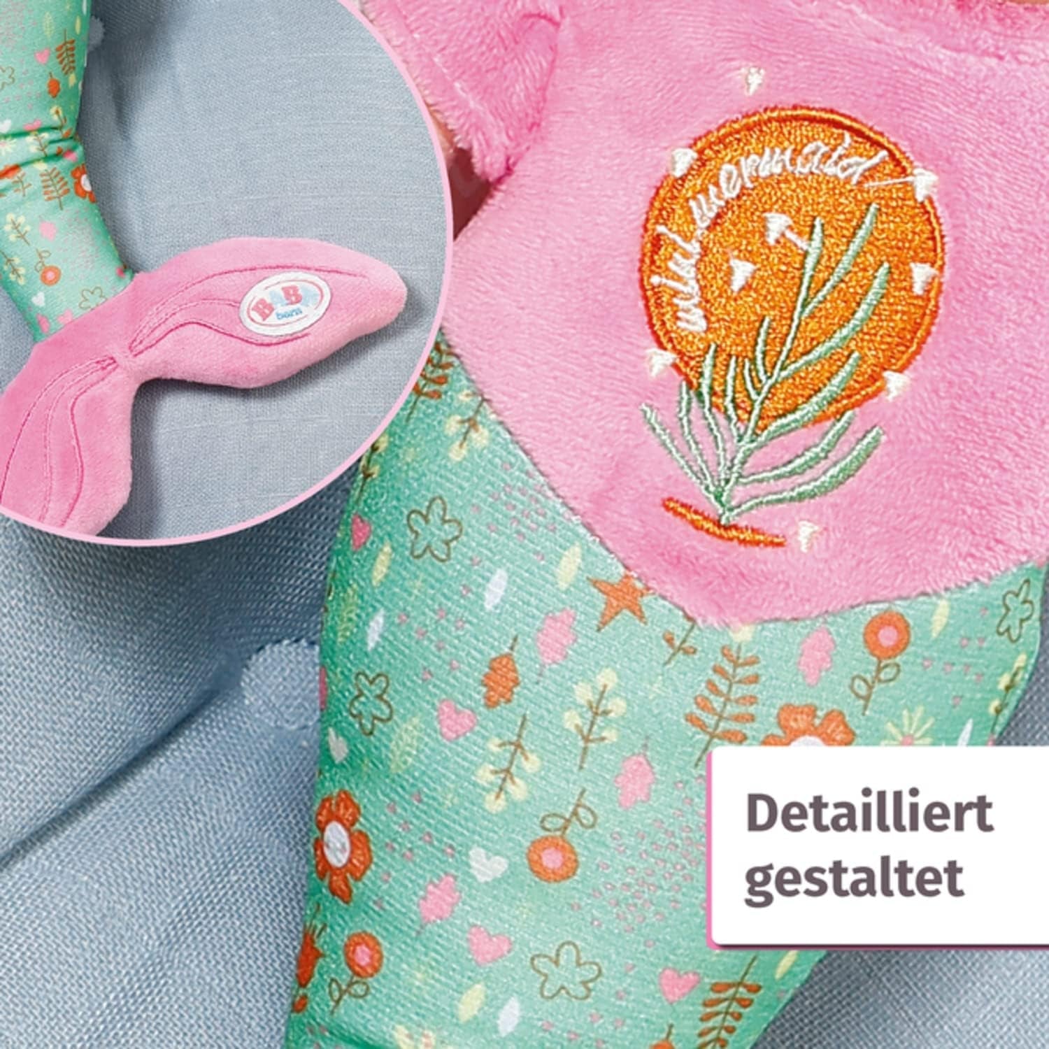 BABY born Meerjungfrau für Babys, waschbare Kuschelpuppe, Meerjungfrauenpuppe mit weichem Vinylkopf, 33 cm hoch, 832288 Zapf Creation