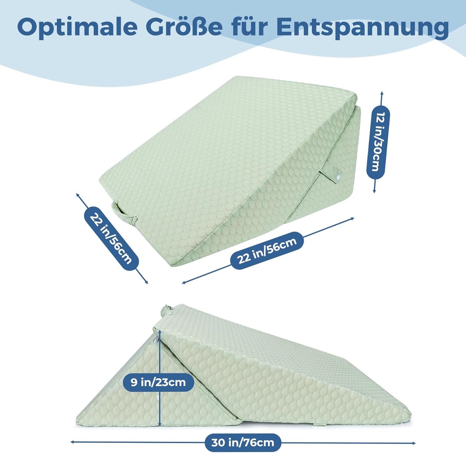 KINDER Verstellbares Keilkissen, hochdichtes Schaumstoff-Lesekissen für Bett und Couch, ergonomisches Bettkeil-Kopfkissen für Schlaf-Reflux-Apnoe, Beinkissen/Rückenkissen zum Spielen und Lesen (grün)