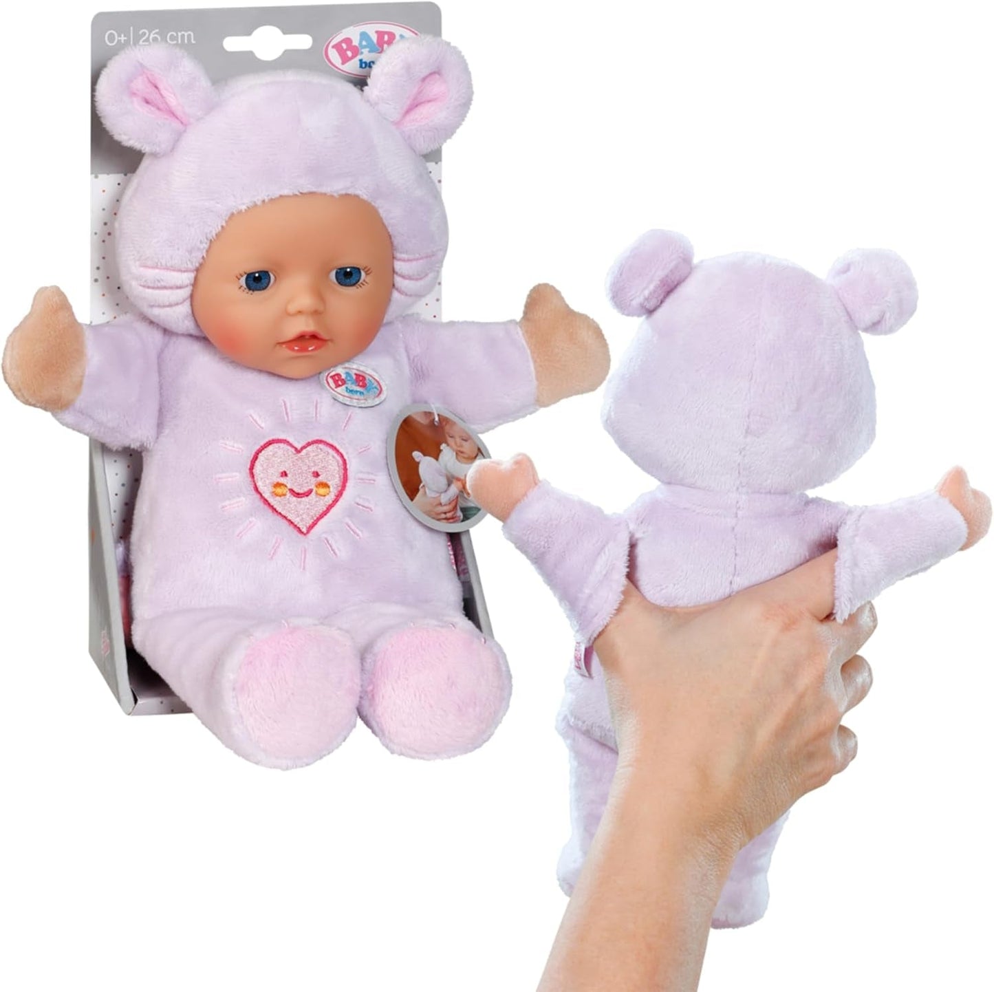 Baby Born for Babies Maus-Softpuppe, 26 cm, mit Ohren und Fingertaschen, für Neugeborene, 836590 Zapf Creation, Pink