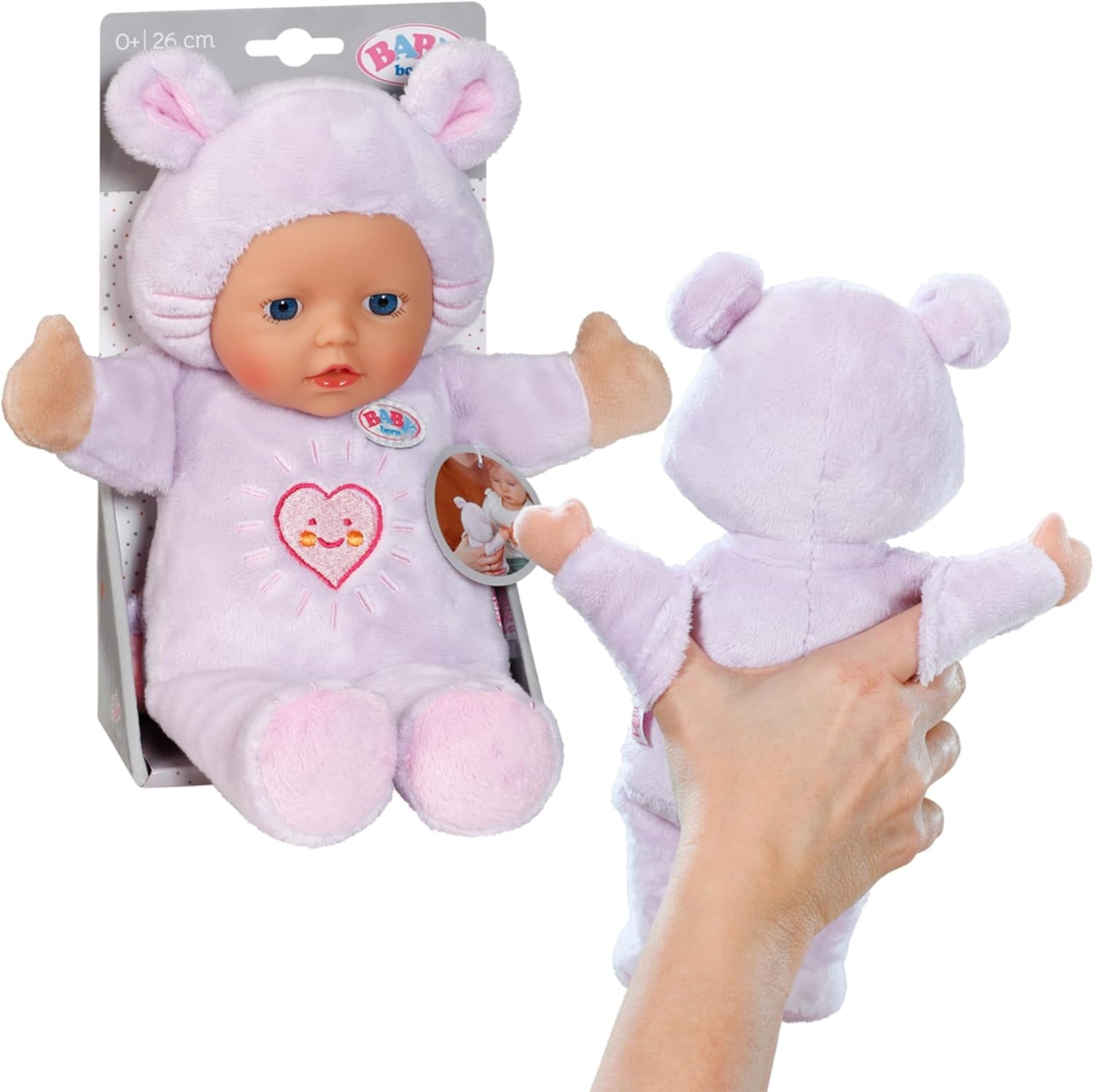 Baby Born for Babies Maus-Softpuppe, 26 cm, mit Ohren und Fingertaschen, für Neugeborene, 836590 Zapf Creation, Pink