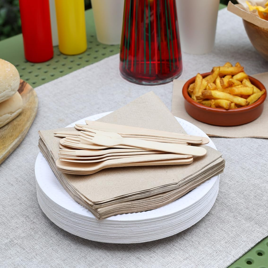 Tisch Art | 100 Großpackungen aus weichem Recyclingpapier, braune Einweg-Partyservietten, geeignet für den täglichen Gebrauch, umweltfreundlich, aus Kraftpapier, ungebleicht, kompostierbar, hergestellt in der EU, 2-lagig, 33 cm