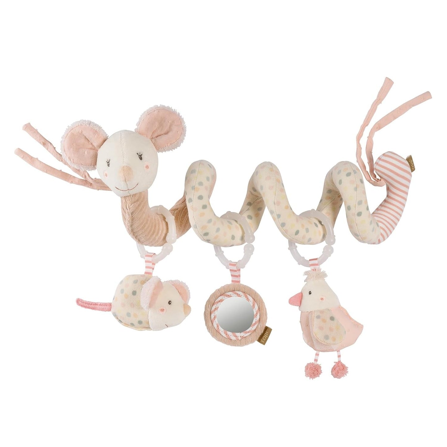 Fehn Activity Spiral Dino – Schiebe- und Zieh-Kinderwagenspielzeug – Baby-Dinosaurierspielzeug für Bett, Spielplatz, Kinderwagen und Autositz – Motorikspielzeug für Babys und Kleinkinder ab 0+ Monaten Babyspielzeug Naty Shop Maus