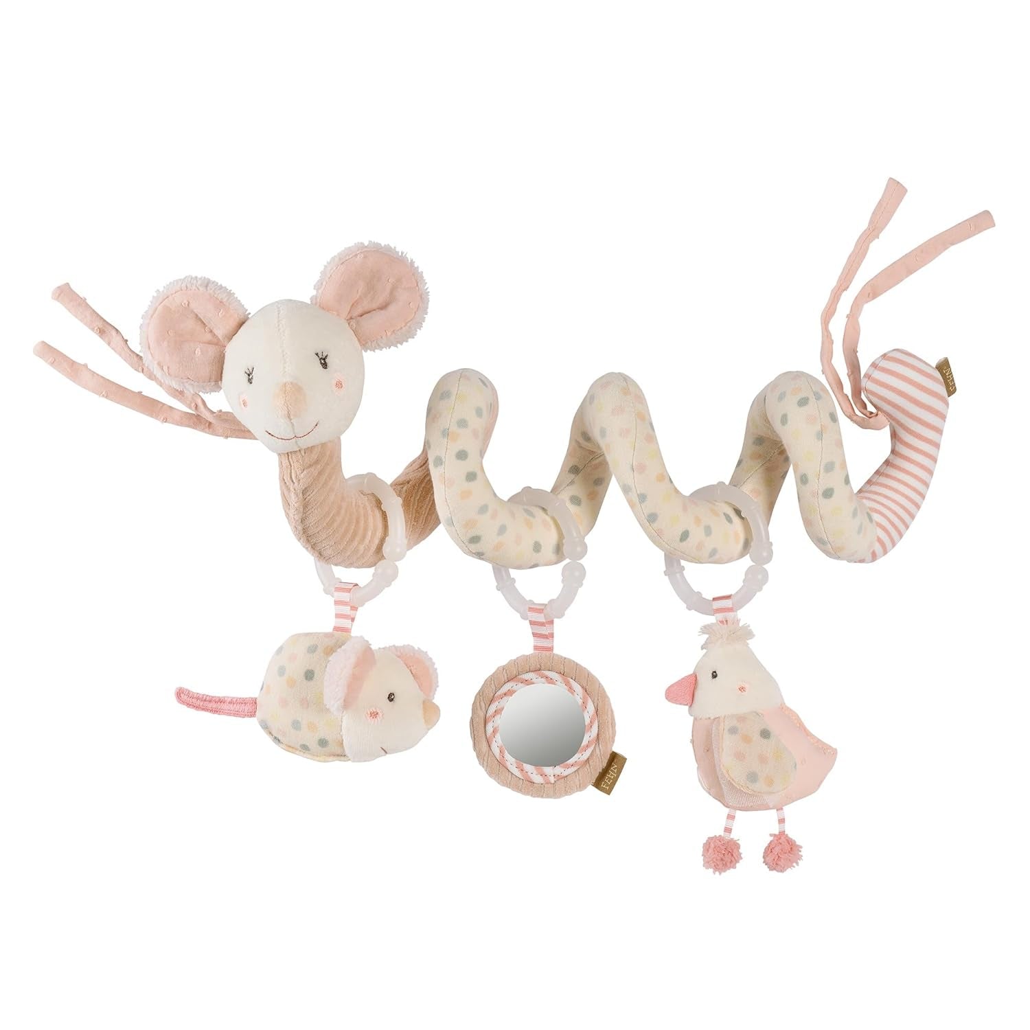 Fehn Activity Spiral Dino – Schiebe- und Zieh-Kinderwagenspielzeug – Baby-Dinosaurierspielzeug für Bett, Spielplatz, Kinderwagen und Autositz – Motorikspielzeug für Babys und Kleinkinder ab 0+ Monaten Babyspielzeug Naty Shop Maus