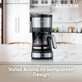 SEVERIN Kompakt-Espressomaschine, aromatischer Kaffee mit Kaffeemaschine für bis zu 4 Tassen, Espressomaschine mit Filter und Permanent-Schwingfilter, Edelstahl/Schwarz, KA 4808