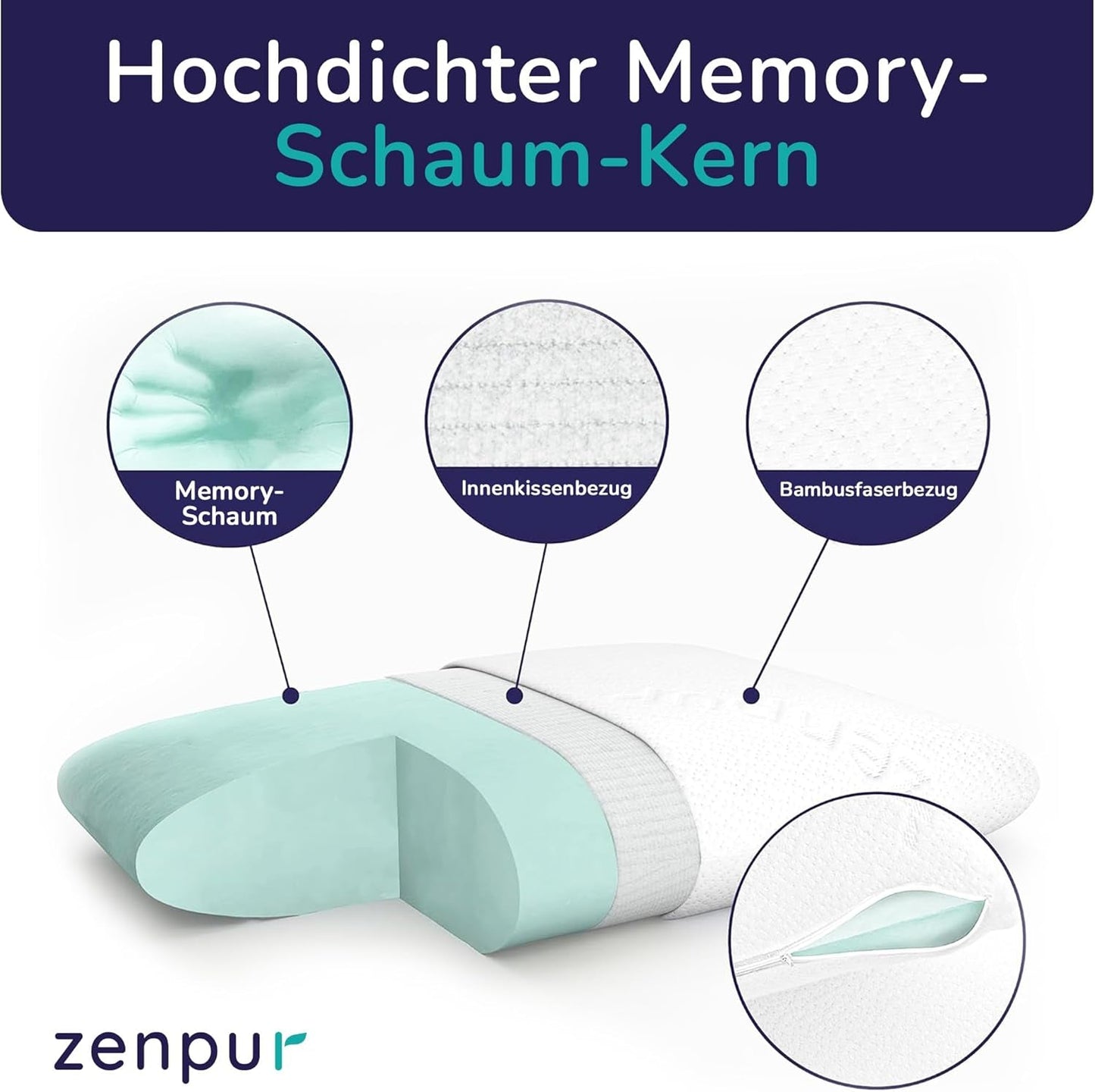 Set mit 2 Kissen zur Nackenstütze 40 x 60–13 cm – ergonomisches Schlafkissen für Nacken und Schultern, Öko-Tex-zertifiziert. Orthopädische Nackenkissen Naty Shop
