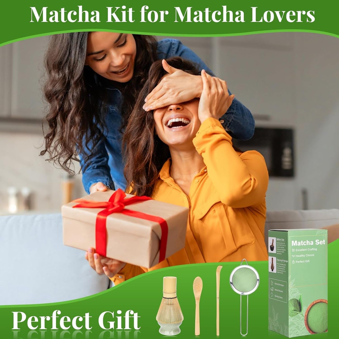 Alyvisun Matcha-Set, 5-teiliges Matcha-Tee-Set mit Matcha-Teekanne und Matcha-Teeständer, Teelöffel, Teelöffel, Matcha-Tee-Set für Matcha-Liebhaber, ideal für Anfänger und Enthusiasten