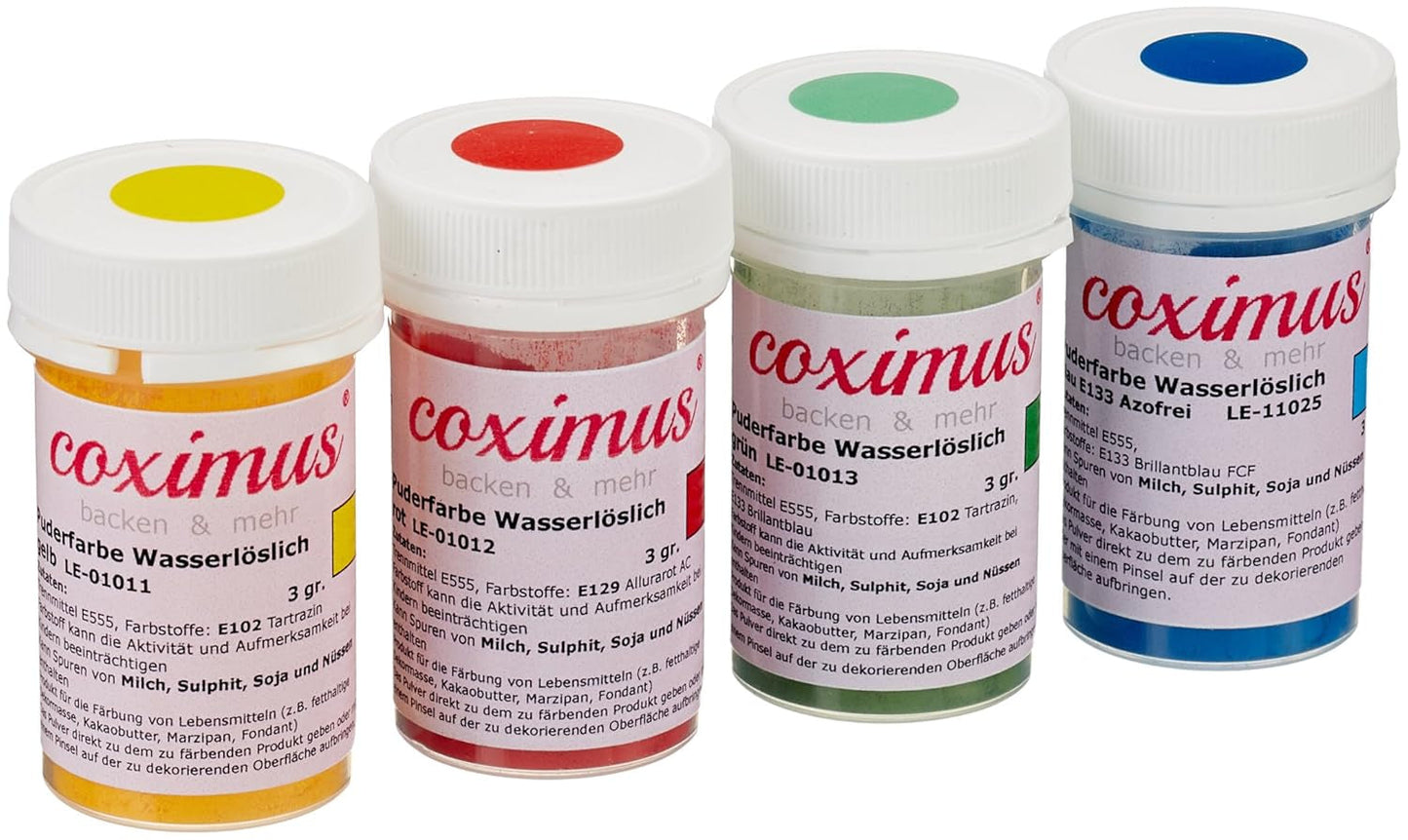 Gelbes, rotes, grünes, blaues Pulverfarbenset 4 x 3 g