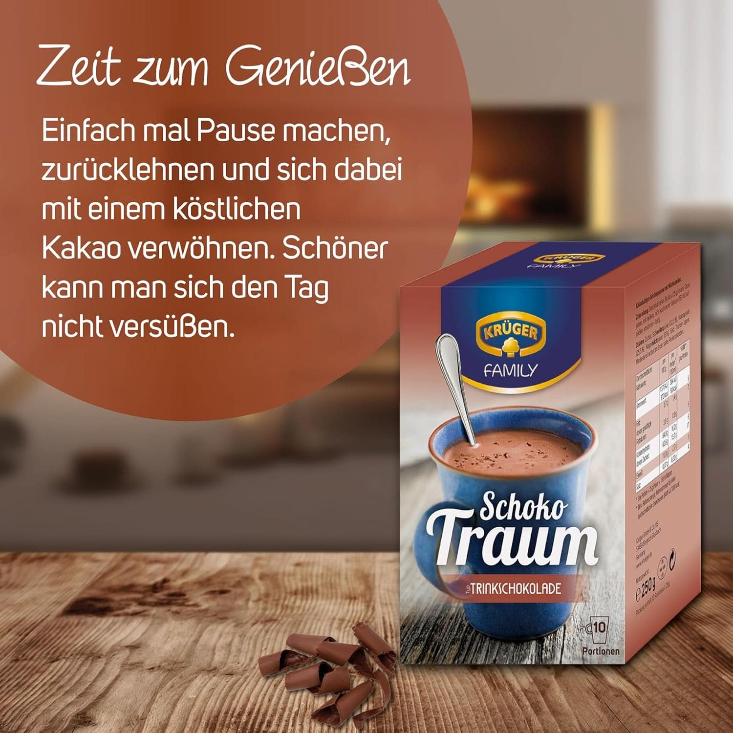 KRÜGER Family, Kakaopulver für heiße Schokolade, 8 Schachteln x 10 Beutel, 8 x 250 Gramm Kakao und heiße Schokolade Naty Shop