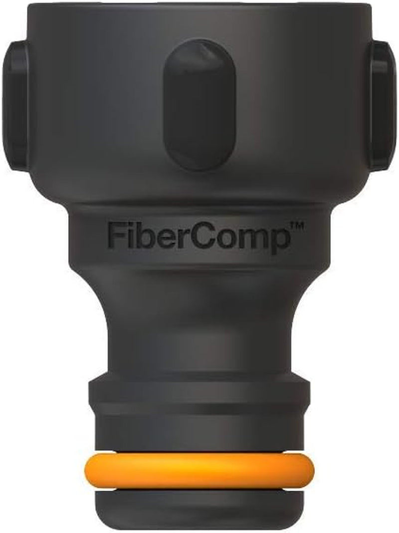 Fiskars Wasserhahnanschluss, für Wasserhähne, Ø 21 mm (G 1/2"), FiberComp, Universalgröße, 10 g, Schwarz/Orange, 1027053