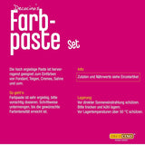 6er Set Decocino Farbpasten – 6 x 20 g – Lebensmittelfarbe in Rot, Rosa, Grün, Gelb, Blau und Schwarz, ideal zum Einfärben von Kuchen, Fondant und Cremes – Azofrei und glutenfrei