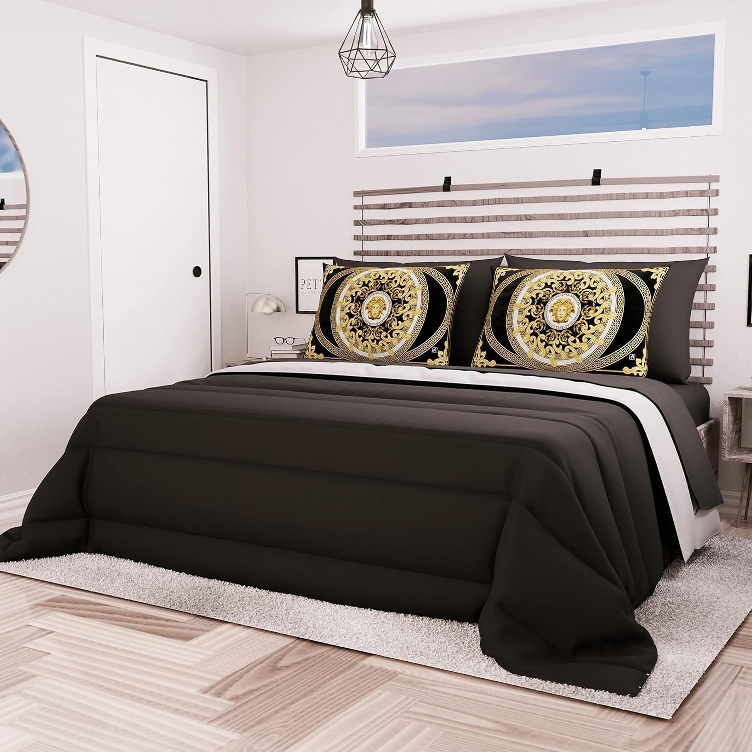 PETTI Artigiani Italiani – Winterdecke für Doppelbett, Maxi, einfarbig, doppelseitig, weiß, grau, 100 % Made in Italy. Bettdecken und Steppdecken Naty Shop Schwarz Piazza E Mezza Maxi (240 x 260 cm)