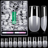 Becellen 500 Stück künstliche Nagelspitzen, weiche Gel-Nagelspitzen, vollständige Abdeckung, Gel-Nagelspitzen, vorpolierte künstliche Nägel, DIY-Nagelkunst-Kleber-Set (Mandeln)
