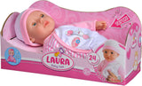 Simba 105140020 – My Love Baby Talk Puppe mit weichem Körper und Schlafaugen in süßem Kleid, macht 24 Babygeräusche, 30 cm große Babypuppe ab 2 Jahren, weiß, rosa, Naty Shop Dolls