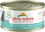 Almo Nature HFC Jelly – Nassfutter für erwachsene Katzen – Forelle und Thunfisch – menschliche Qualität, glutenfrei – 6 x 70 g