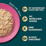 Lily's Kitchen Aus Naturichen Ingredient hermestellung Zerkleinerte Filets in Gelee mit Hühnchen und Lachs Ausgewachsenes Nassfutter für Katzen 70 g Dose
