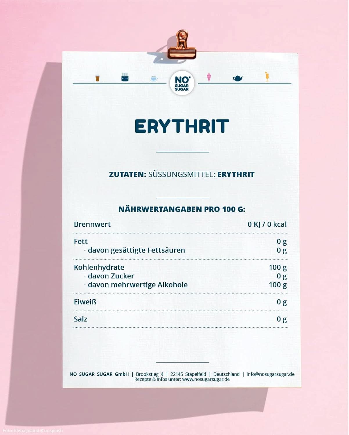 Ohne Zucker, natürliches Erythrit ohne Kalorien, als Zuckerersatz verwendbar, 4,5 kg Süßstoffe Naty Shop