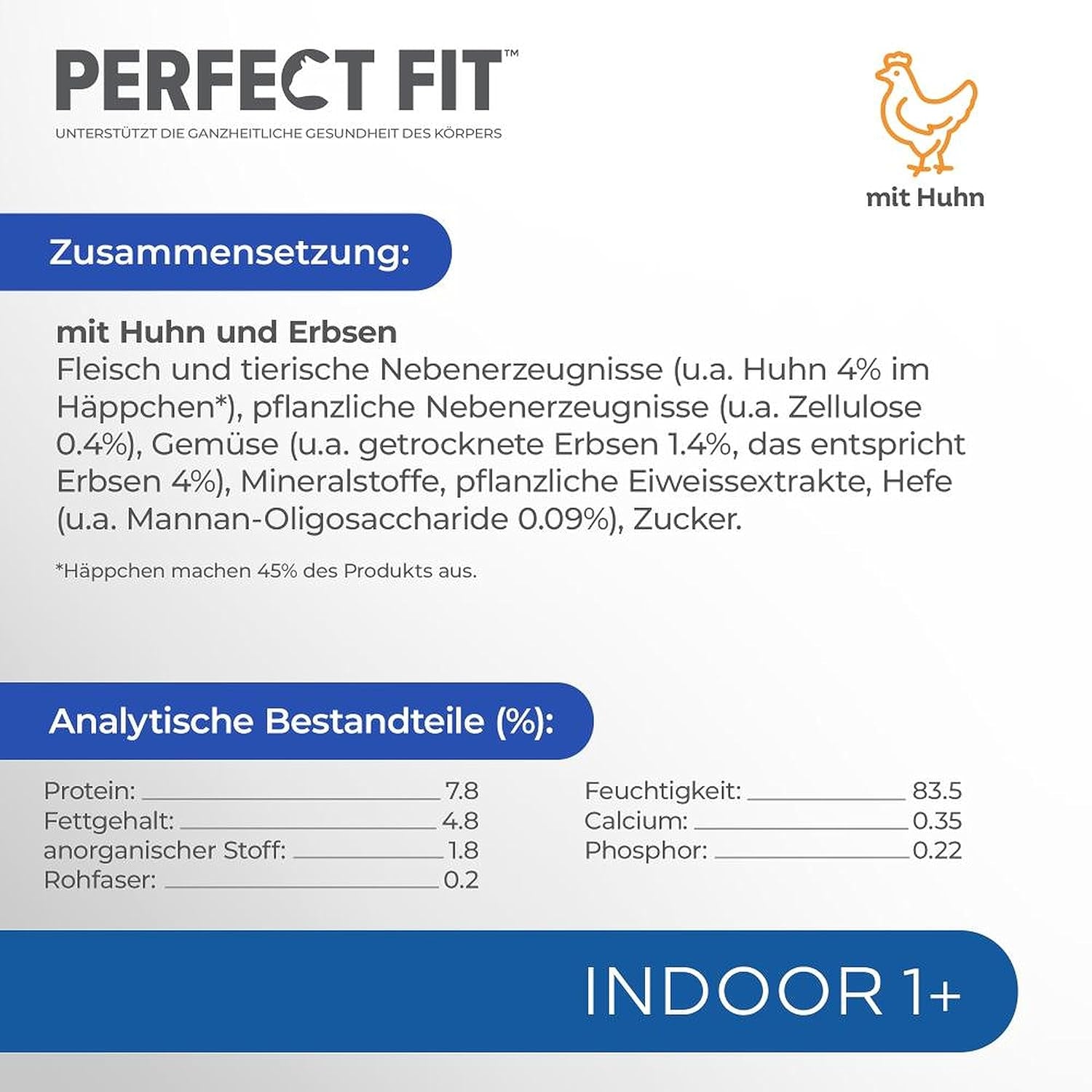 PERFECT FIT™ Beutel für Katzen, drinnen, mit Huhn, 12 x 85 g