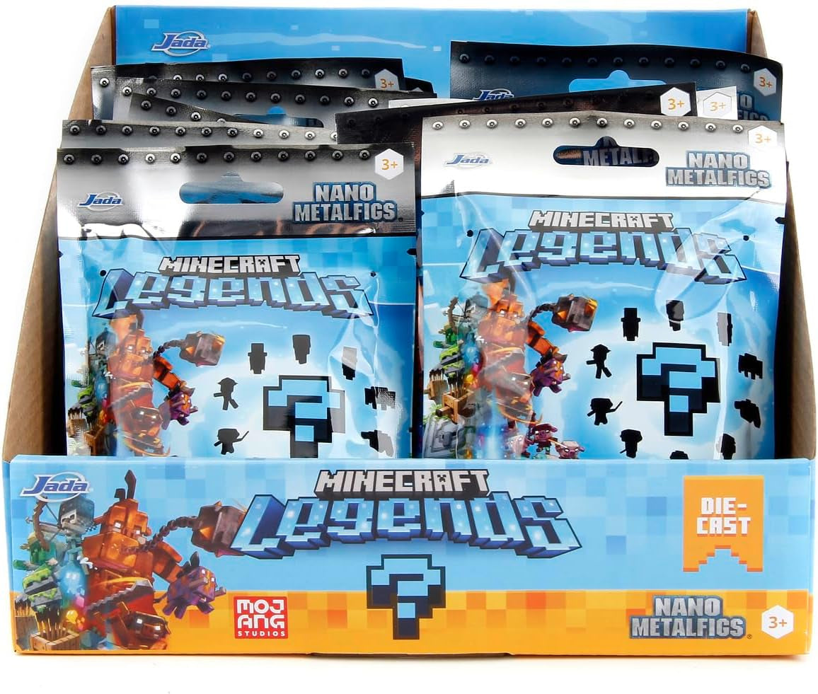 Jada Toys – Minecraft Blind Pack Nanofigs, Wave 2, Minecraft Legends Nano Metall-Sammelfigur, verschiedene Modelle, 4 cm, ab 3 Jahren, schwarz, Actionfiguren Naty Shop