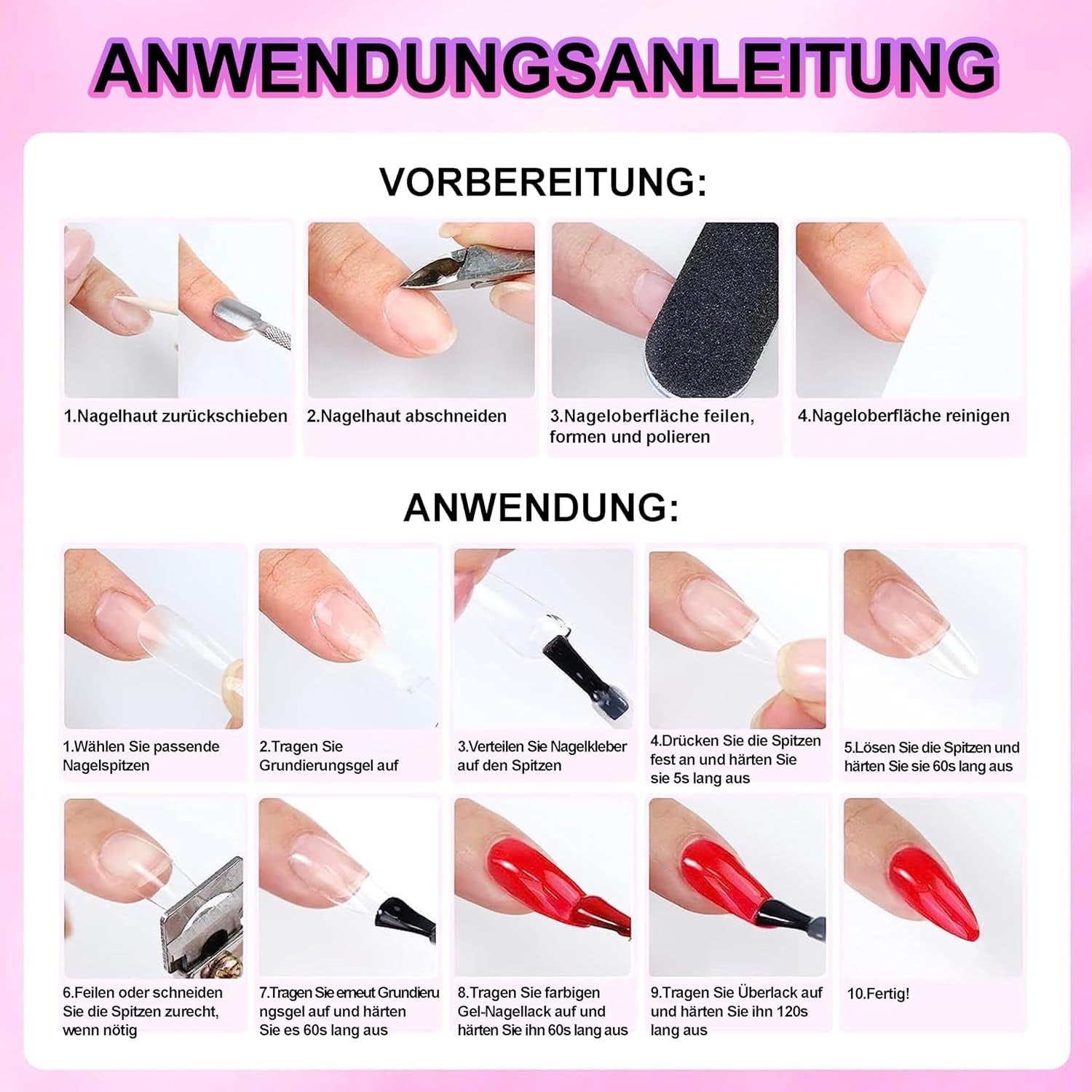 Set mit künstlichen Nägeln – 240 Stück, kurze, quadratische Nägel, weiches Gel, Modell Nude, weißer Farbverlauf, künstlicher natürlicher Kleber auf künstlichen Nägeln für Frauen, DIY (nackter Farbverlauf, 240 x)