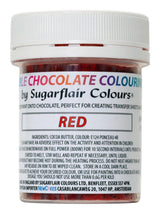 Lebensmittelfarbe Sugarflair Chocolate Lebensmittelfarbe für rote Schokolade - Farbige Bio-Kakaobutter, Schokoladenfarbe zum Färben von Schokolade, Pralinen - 35g