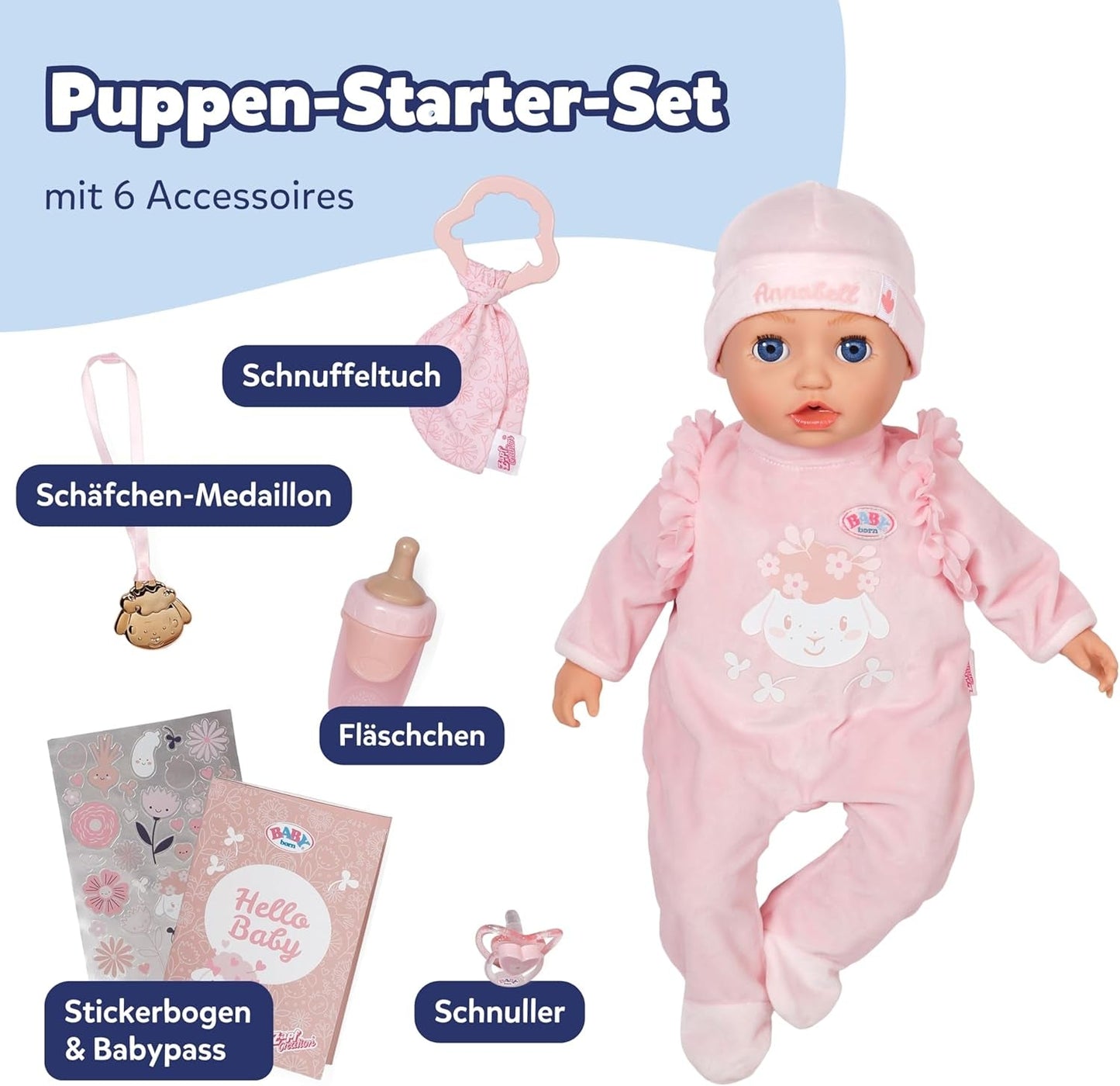 BABY Born Annabell 43 cm – Weiche Puppe mit 7 elektronischen Funktionen und Sound – Geeignet für Kinder ab 3 Jahren – Puppe inklusive Zubehör – Benötigt Batterien