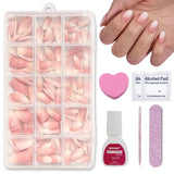 240-teiliges Set mit kurzen Kunstnägeln – kurze natürliche künstliche Nägel zum Aufkleben – künstliche Nägel mit Nude-Farbverlauf für Box-Nagelverlängerungen (Nude-Farbverlauf)