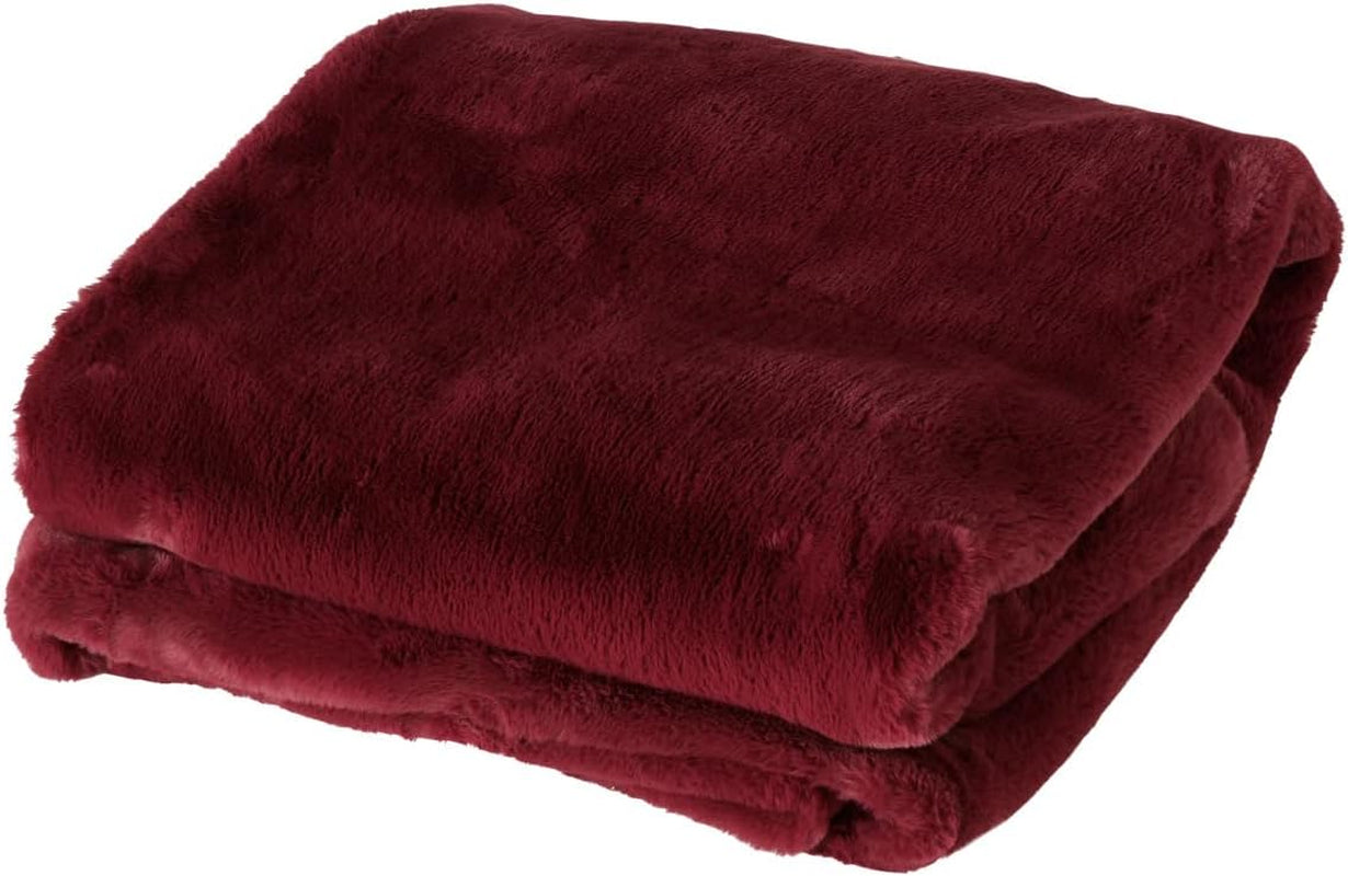 Boltze Storan Decke (Größe 150 x 200 cm, beige Farbe, bequeme Polyesterdecke, ideal für kalte Winterabende, Felloptik) 1015378 BOLTZE Betten und Decken Dunkelrot