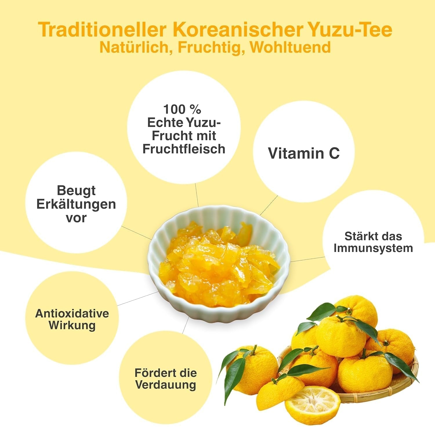 Easycookasia Koreanisches Getränk – Yuzu-Tee | Fruchtig, süß und zitrisch | Mit Vitamin C | Für Tee, Limonade, Cocktails und Desserts | Entdecken Sie die asiatische Teekultur (500g)