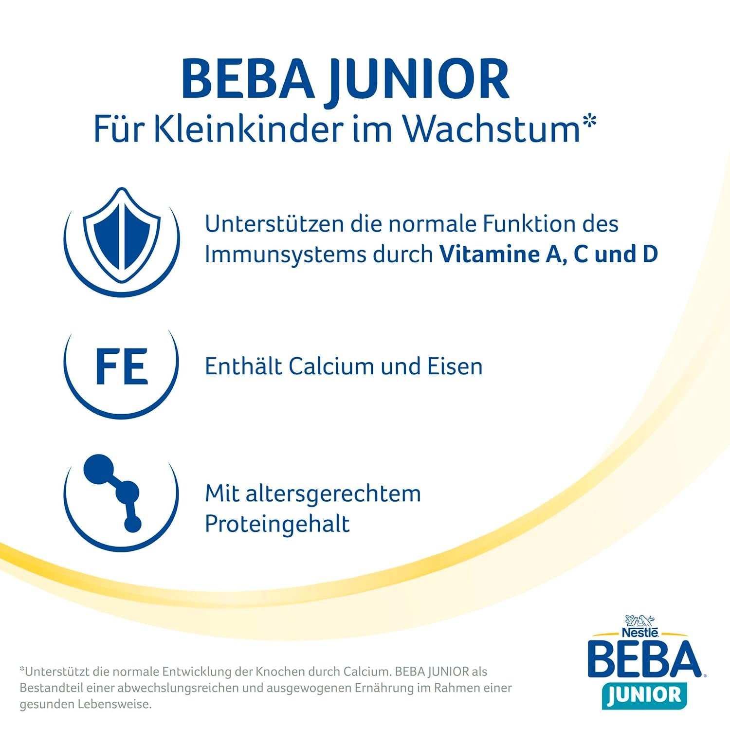 BEBA Junior 2+ Milchgetränk ab 2 Jahren, Mit HMO, Altersgerechter Proteingehalt, Nur Laktose, Ohne Palmöl, Ohne Fischöl, Kleinkindnahrung, Babymilchpulver, 3er Pack (3 x 800g)