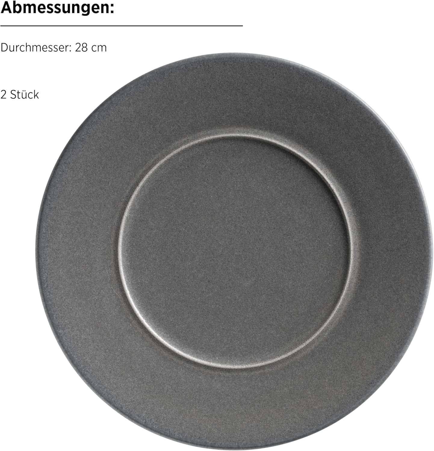 MÄSER Serie Unico, Tafelservice für 2 Personen, zeitlos, elegant, 8-teiliges Tischservice aus Keramik, Steingut, Anthrazit