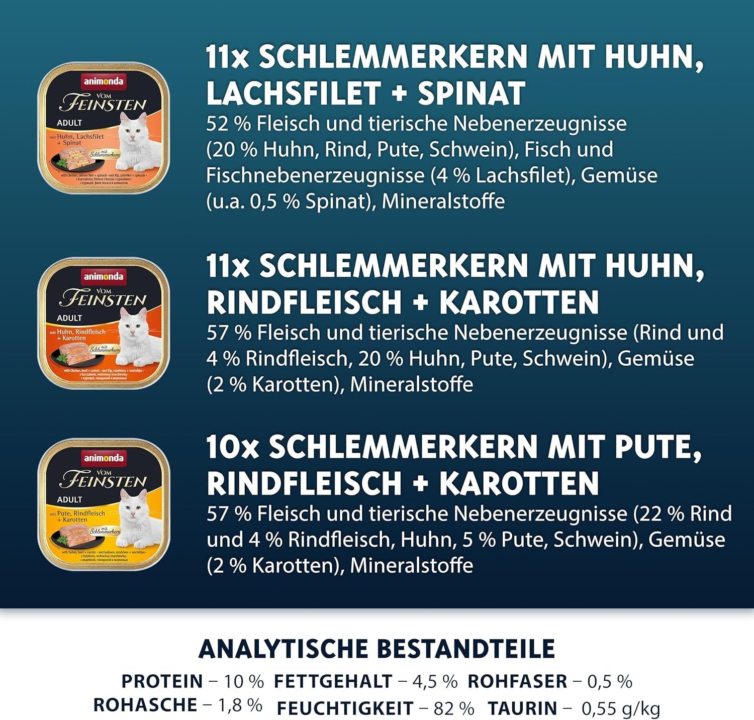 animonda Vom Feinsten Adult Gourmet Variety (32 x 100 g), getreidefreies und zuckerfreies Nassfutter für ausgewachsene Katzen mit einem unwiderstehlichen Gourmet-Kern.
