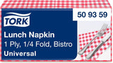 Tork Bistrored Lunchserviette, 1/4-Faltung, 1-lagig, 33 cm × 33 cm, 8 × 400 Servietten, 509359