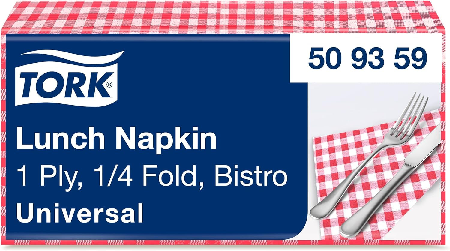 Tork Bistrored Lunchserviette, 1/4-Faltung, 1-lagig, 33 cm × 33 cm, 8 × 400 Servietten, 509359