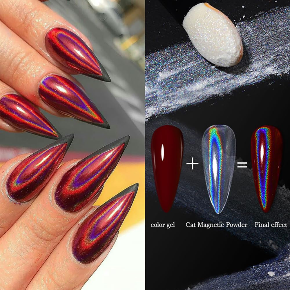 Chrom-Nagelpulver Aurora Ice Shimmer Chrom-Pigmentpulver 4 Stück Chrompulver Nägel Nail Art Nageldesign