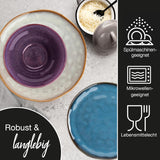 Moritz & Moritz COPA 16-tlg Geschirrset 4 Personen - Elegantes Teller Set aus hochstehendem Steinzeug - Geschirr Set 4 Personen aus je 4x Dinnerteller, Dessertteller, Müslischale & Kaffeebecher
