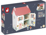 Janod – Mein erstes Puppenhaus aus Holz – 10 Zubehörteile – Puppenmöbel – magnetische Türen und abnehmbares Dach – FSC-zertifiziertes Holzspielzeug – ab 3 Jahren