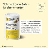 Raab Vitalfood Kalium salt-Mischung, Mineralsalzmischung mit 66,7 % Natriumchlorid (Kochsalz) und 33 % Kaliumchlorid, Kalium trägt zur A Stärkung eines normalen Blutdrucks bei (1 x 200 g Dose)