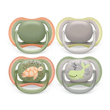 Philips AVENT Ultra Air-Schnuller – 4er-Pack BPA-freie, atmungsaktive Schnuller für Babys von 6–18 Monaten, inklusive Tragetasche und Sterilisation, Schildkröten-/Wal-Muster (Modell SCF085/66)