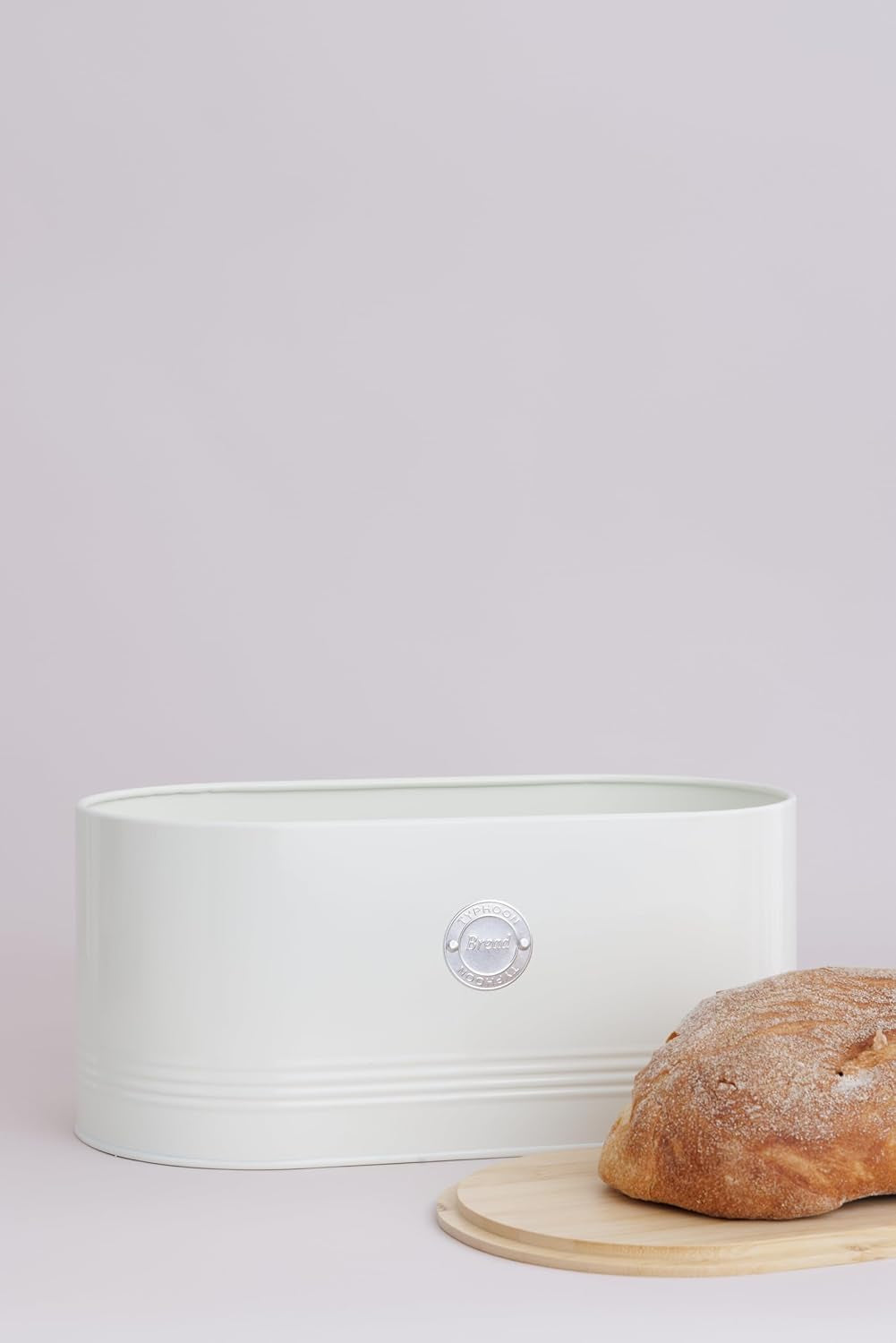 , Brotkorb „Living“ aus Edelstahl, cremefarben, mit Bambusdeckel, cremefarbene Aufbewahrungsboxen für Lebensmittel von Naty Shop