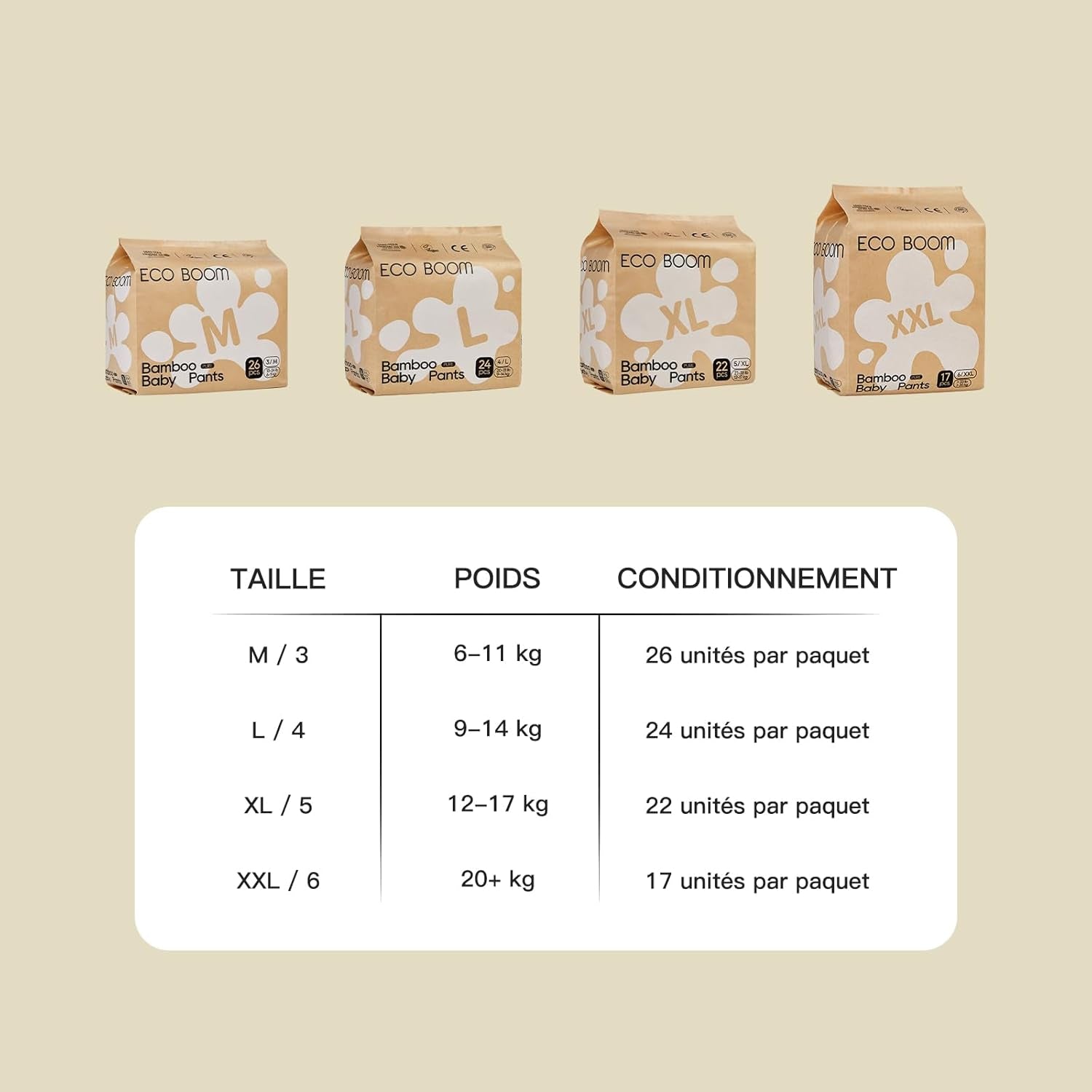ECO BOOM Babywindeln aus Bambus – Größe 6 (20 kg), Pull-Up-Windeln auf pflanzlicher Basis (17 Stück) – Premium-Bio, parfümfrei, hautfreundlich, super saugfähig