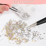 2 Boxen Nail Art Strasssteine, Mit Tweezers Nägel Flatback Perlen Nail Charms Mit Kristallen Nagelzubehör Diamanten Edelstahl-Perlen Für Nagelschmuck