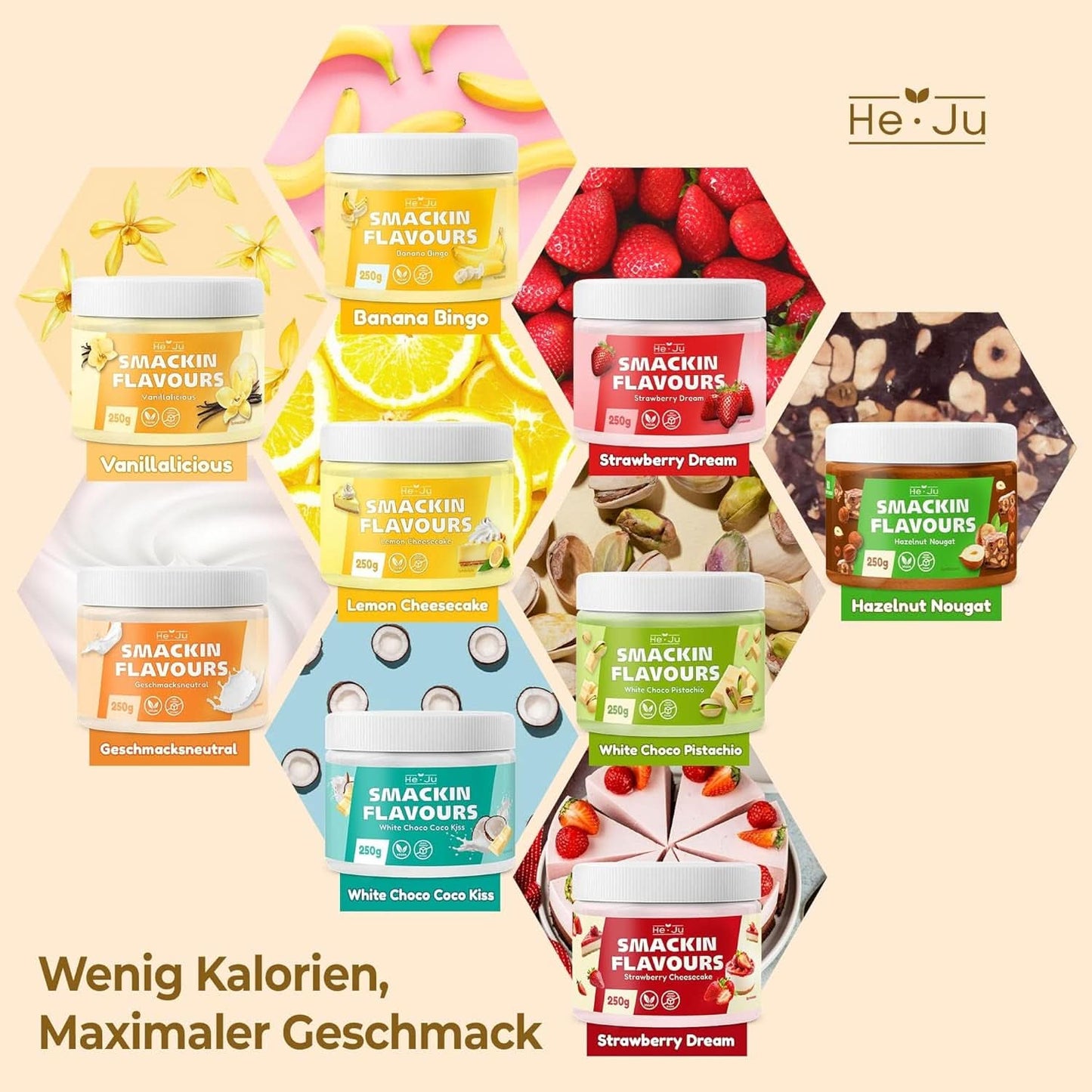 He-Ju, Pulver mit weißem Schokoladen- und Kokosgeschmack, 250 Gramm Aromen Naty Shop