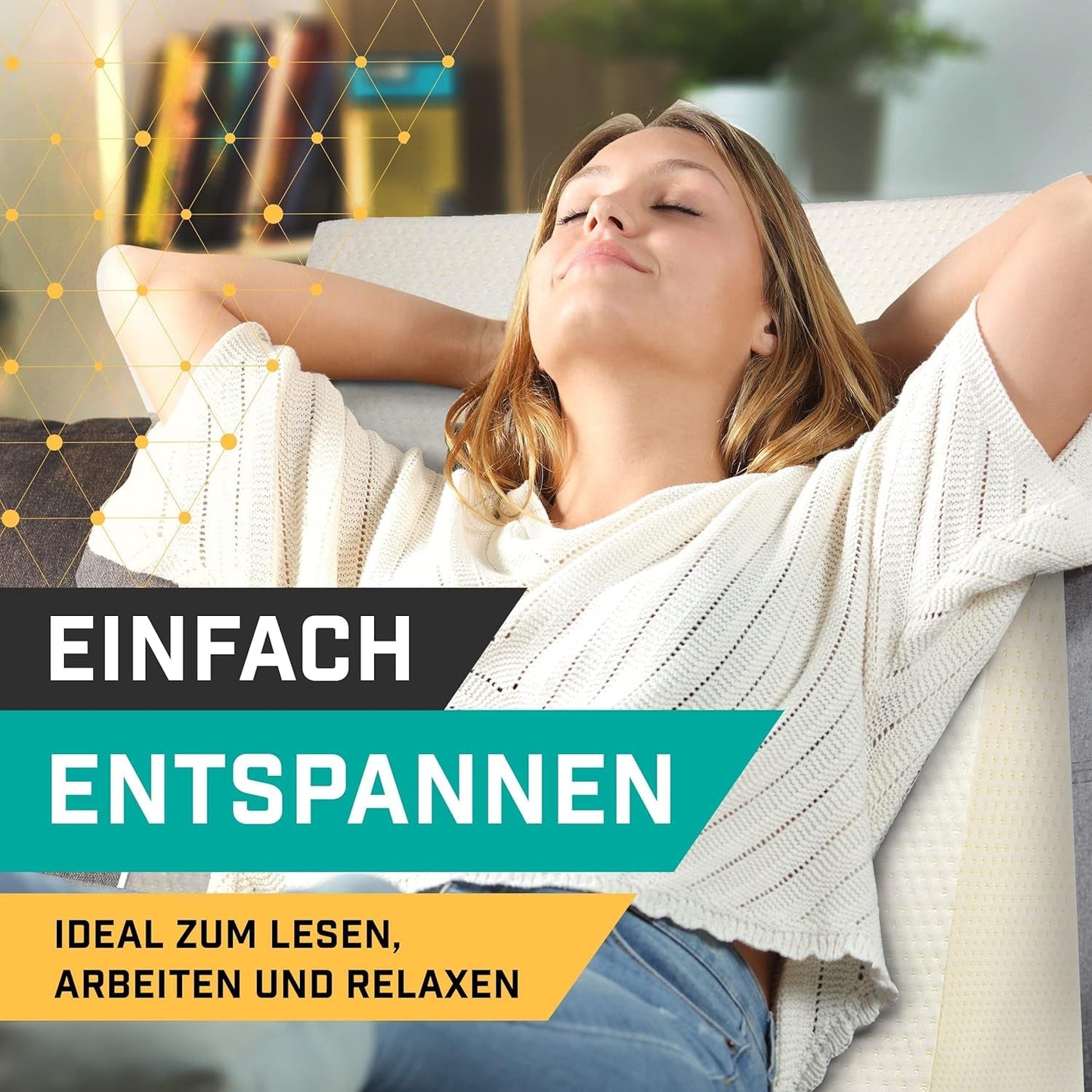 Keilkissen für Bett und Sofa – Ideal als Lesekissen, Rücken im Bett oder zum Hochlegen der Beine – Formstabiler Schaumstoff – Bezug waschbar