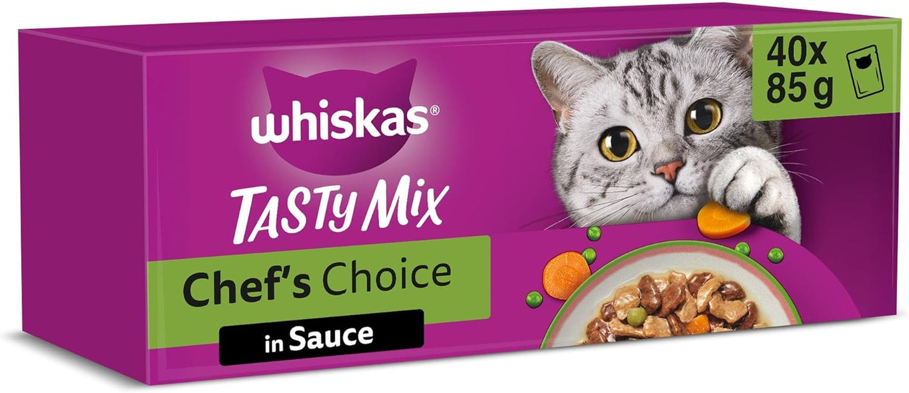 WHISKAS TASTY MIX Nassfutter in Sauce für Katzen 40 x 85g Chef's Choice