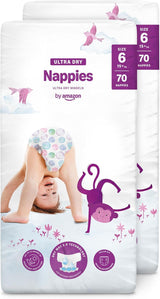 Amazon Ultra Dry Windeln, Größe 1 (2–5 kg) – Monatsbox, Weiß, 96 Stück (2 Packungen à 48 Stück) (ehemals Marke Mama Bear, identisches Produkt)