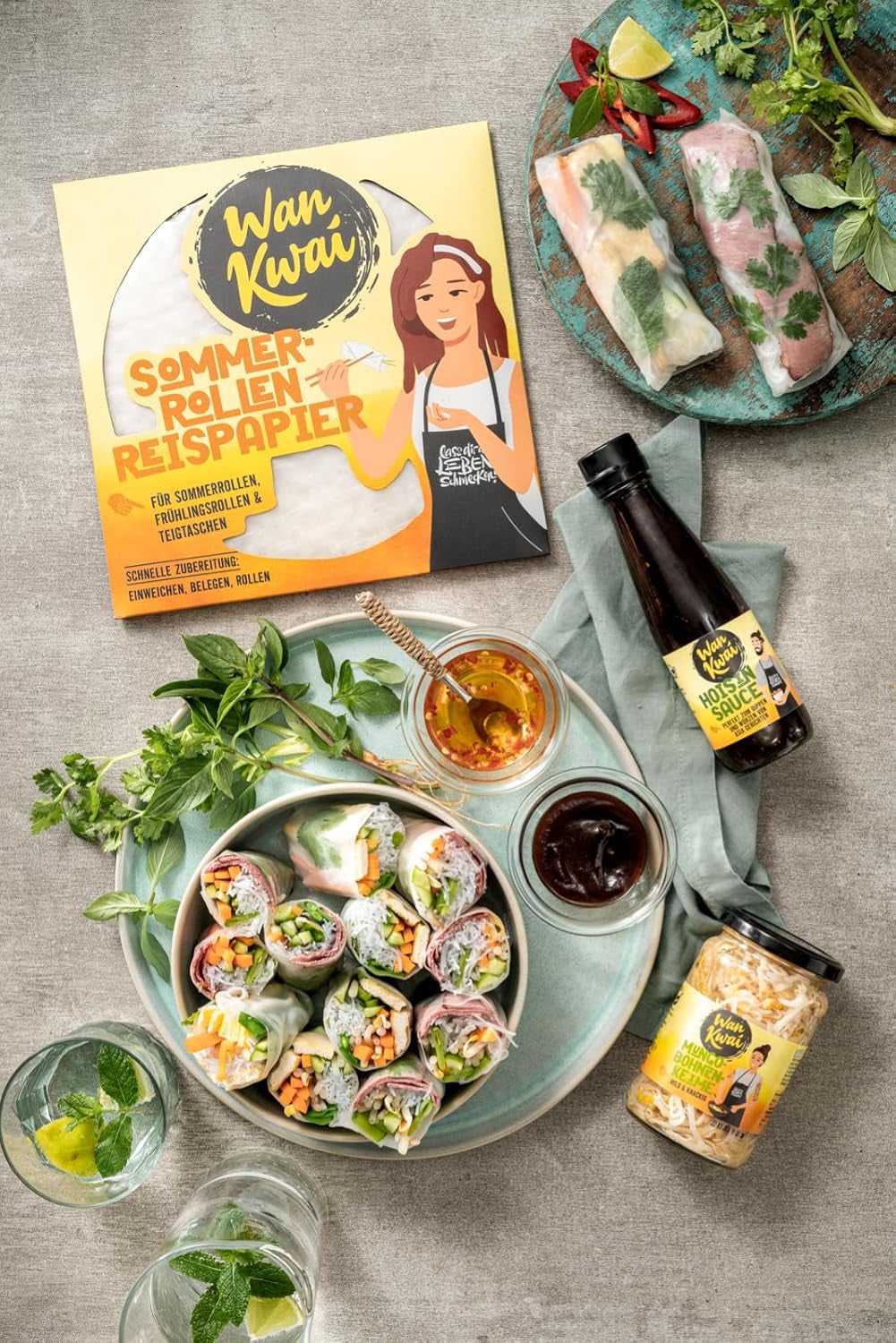 Wan Kwai Sommerrollen-Reispapier 200 g – Erfordert leichtes Einweichen, perfekt für knusprige Frühlingsrollen, frische Sommerrollen oder gedämpfte Knödel