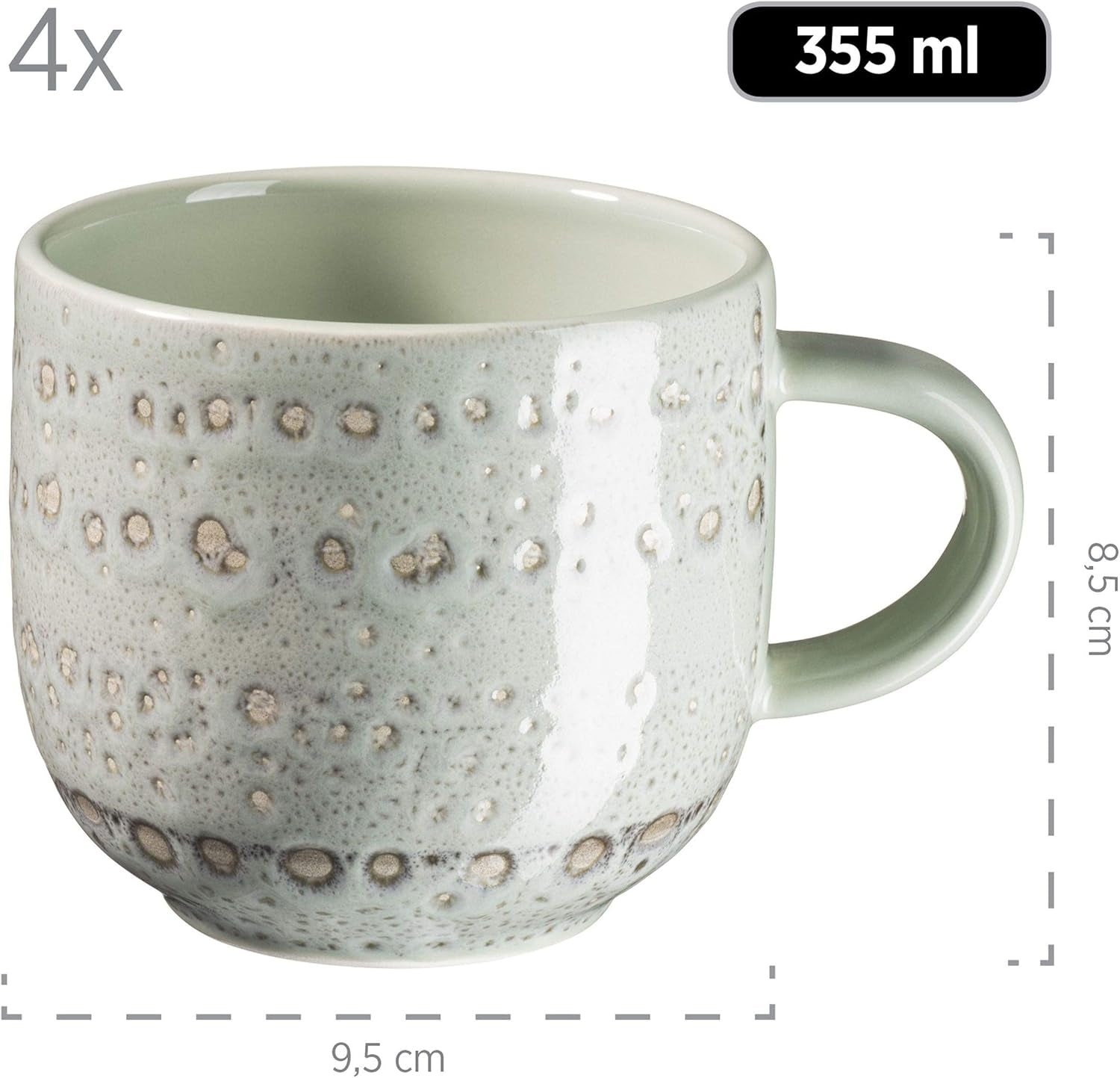 MÄSER 931744 Spicy Market Serie, handbemaltes Geschirrset für 4 Personen im mediterranen Vintage-Design, 16-teiliges Keramik-Kombinationsset, grün, Steinzeug