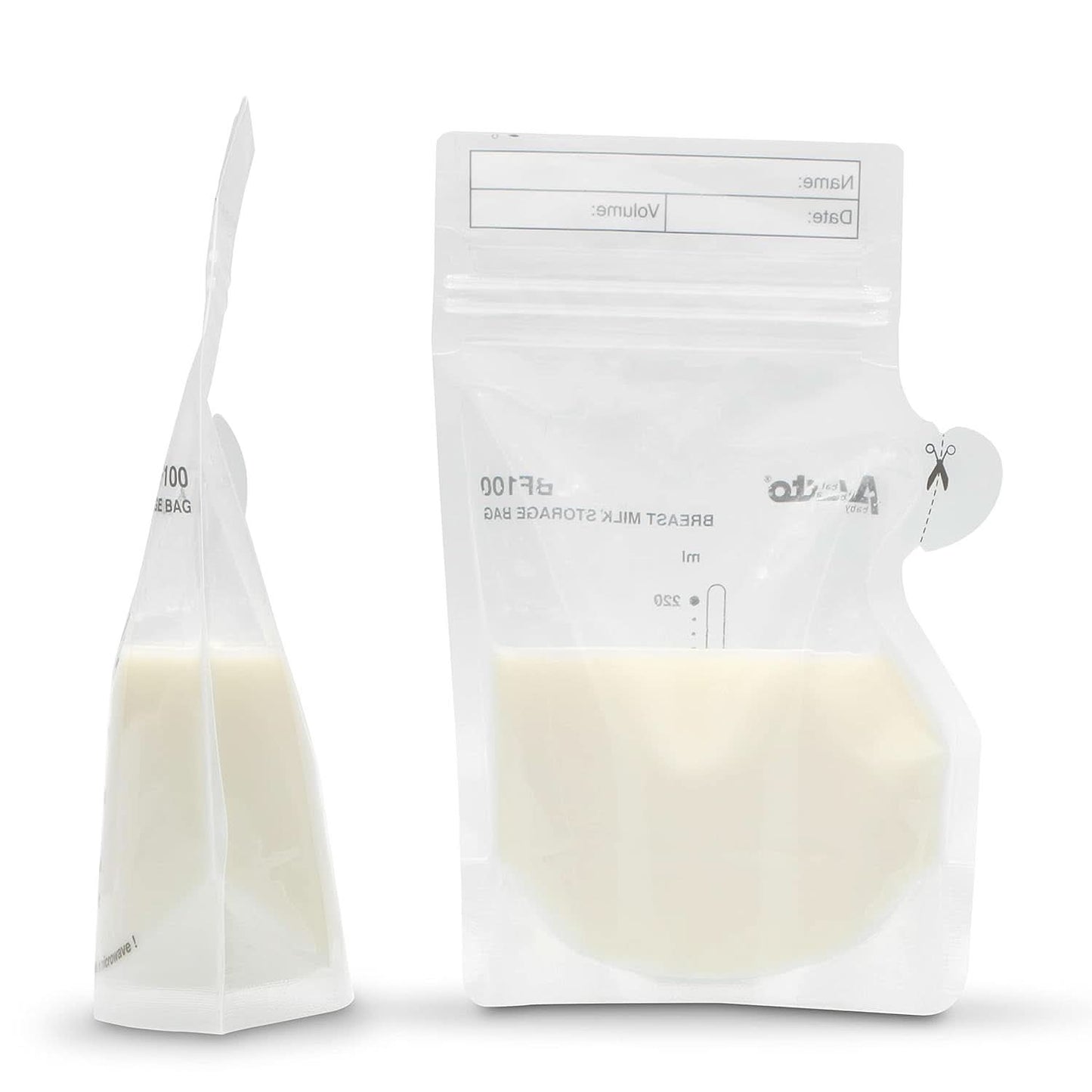 BF100 Aufbewahrungsbeutel für Muttermilch – Beutel für Muttermilch – Fassungsvermögen 220 ml – 100 Stück – Transparentes Lebensmittel- und Stillzubehör Bebe Naty Shop