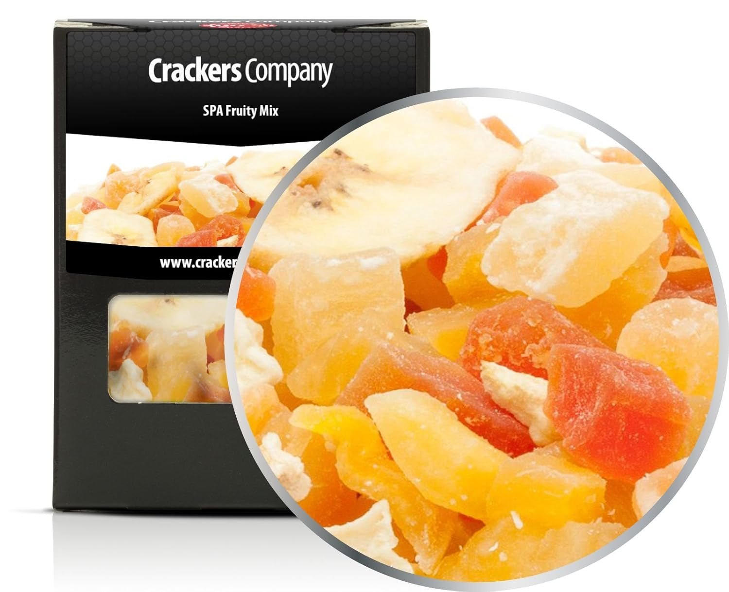 1 x 3 kg exotische Fruchtmischung, kandierte Fruchtstücke, Papaya, Mango, Wassermelone, Ananas, Kokosnuss, Apfel, Banane, fettarm, salzarm, vegetarisch, glutenfrei, laktosefrei, dehydrierte Produkte, My Store, 5 x 80 g verpackt (400 g)