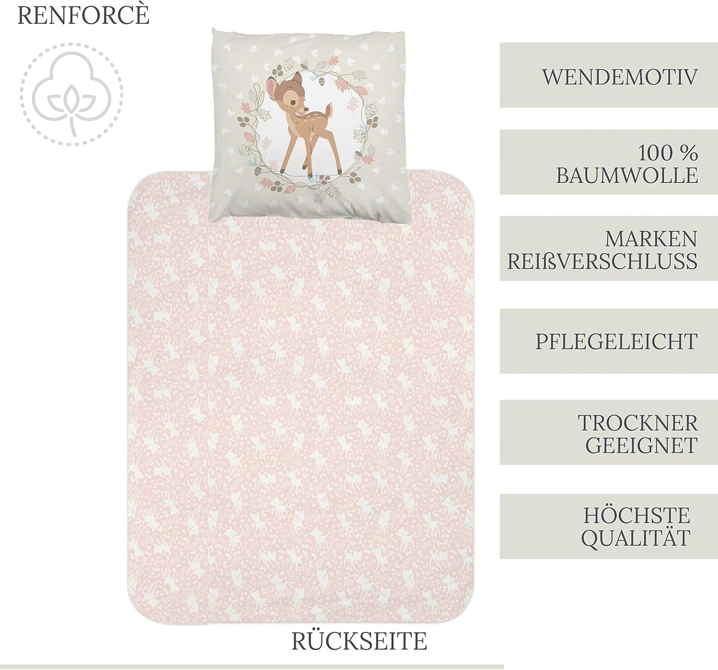Bettwäsche für Mädchen, Bambi, 100 % Baumwolle. Bettwäsche – Kinder Naty Shop